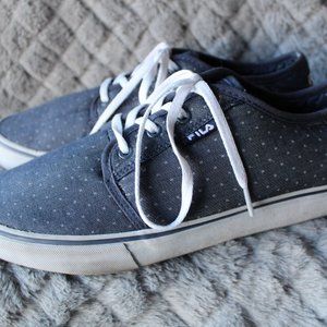FILA Women's Blue With Dots Canvas Boat Deck Shoes Sneaker ~10~